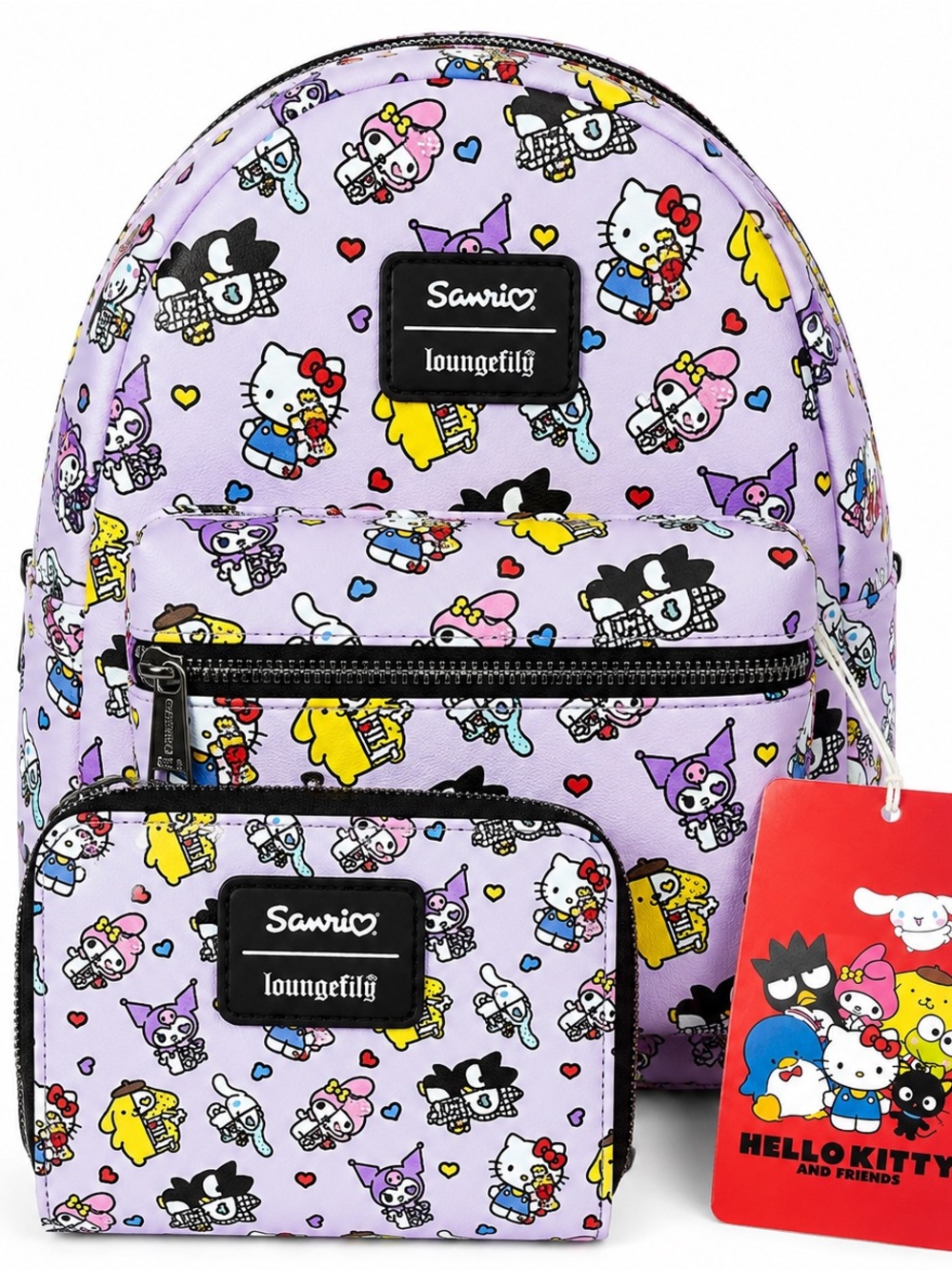 Loungefly Sanrio Mini Backpack & Matching Wallet/Case Set – Hello Kitty Friends